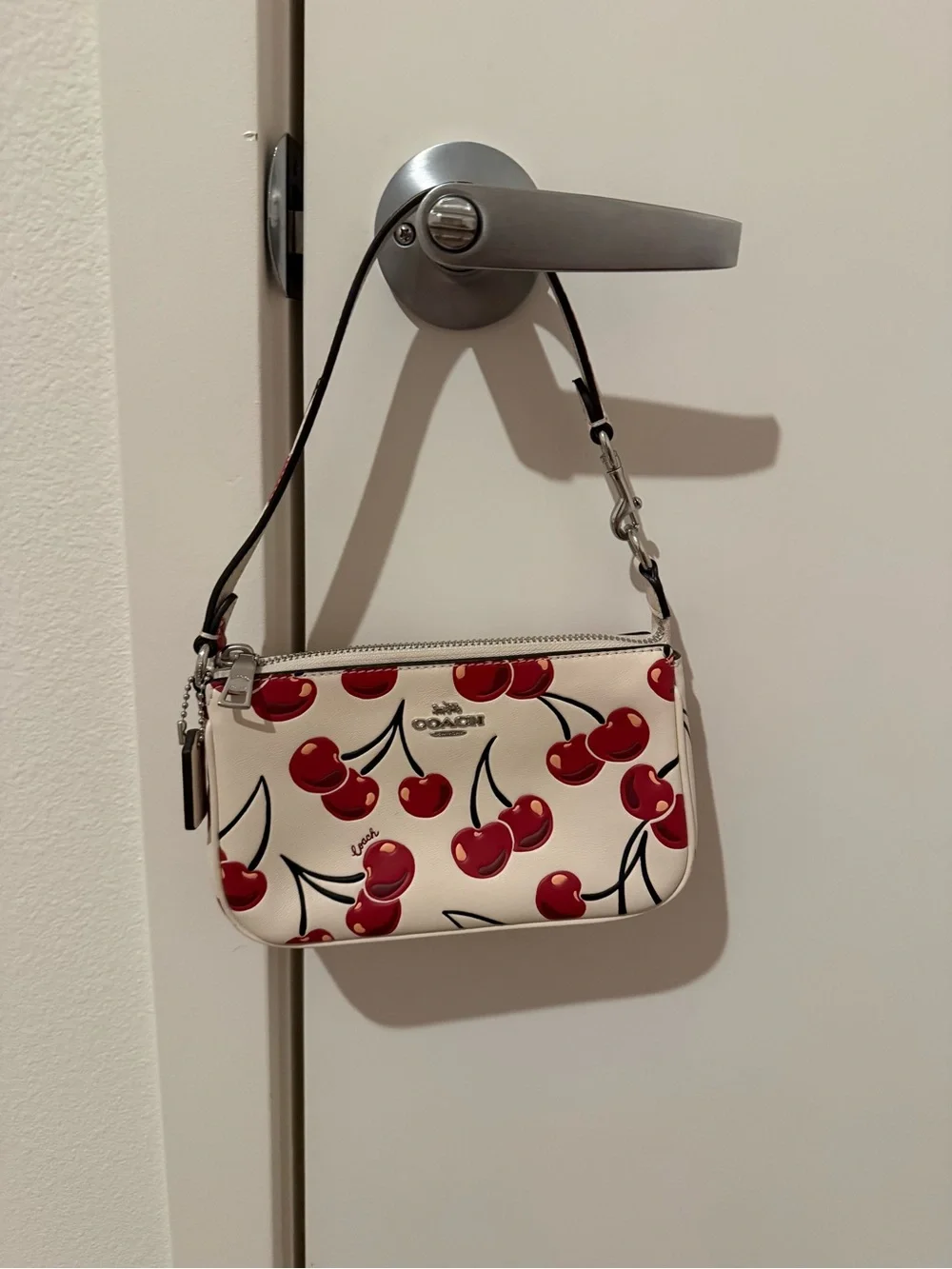 Coach Cherry-Print Wristlet - White and Red